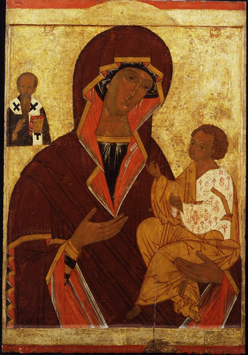 Богоматерь Одигитрия, со святителем Василием Великим